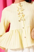 Kurdeleli Fırfır Detaylı Gömlek Sarı thumbnail 4