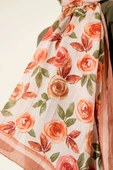 Floral Desenli Bambu Kraş Şal Taba thumbnail 4
