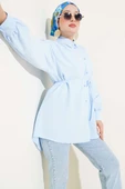 Roba Dikişli İp Kuşaklı Gömlek Buz Mavisi thumbnail 1