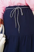 Garnili İp Kuşaklı Etek Lacivert thumbnail 4
