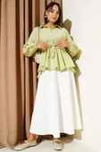 Ön Bağlamalı Kol Lastikli Tunik Su Yeşili thumbnail 2