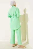 Metal Düğmeli Müslin İkili Takım Yeşil thumbnail 3