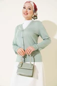 Düğmeli Kısa Viskon Hırka Mint thumbnail 1