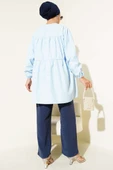 Çingene Taş Düğmeli Fiyonklu Gömlek Mavi thumbnail 3