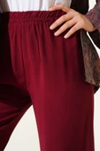 Beli Lastikli Tencel Pantolon Bordo thumbnail 4
