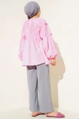 Çiçek Detaylı Kol Lastikli Tunik Pembe thumbnail 3