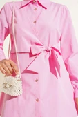Düğmeli Yandan Bağlamalı Gömlek Pembe thumbnail 4