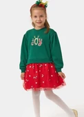 Kız Çocuk Joy Baskılı Tüllü Yıllbaşı Elbisesi NBK-24908 thumbnail 9