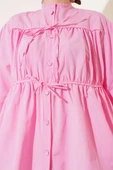 Fiyonklu Büzgülü Gömlek Pembe thumbnail 4