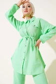 Metal Düğmeli Müslin İkili Takım Yeşil thumbnail 2