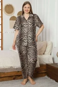 Leopar Desen Kısa Kol Büyük Beden Pijama Takım Leopar thumbnail 1