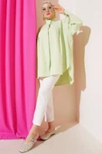 Kolu İp Bağlamalı Yırtmaçlı Tunik Su Yeşili thumbnail 2