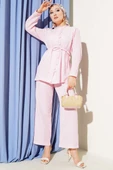 Brit Düğme Kaplamalı İkili Takım Pembe thumbnail 1