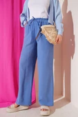 Bel Lastikli Tencel Pantolon İndigo thumbnail 1