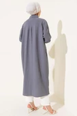 Boydan Düğmeli Uzun Tunik Kayrak Grisi thumbnail 3
