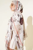 Gül Motifli Şal Bej thumbnail 3