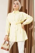 Fırfırlı Bebe Yaka Kuşaklı Gömlek Sarı thumbnail 1