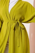 Bilek Bağlamalı Uzun Kimono Yağ Yeşili thumbnail 4