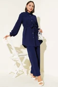 Belden Bağlamalı Omuz Düğmeli İkili Takım Lacivert thumbnail 1