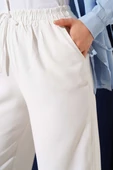 Bel Lastikli Tencel Pantolon Beyaz thumbnail 4