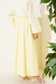 Keten Kloş Beli Lastikli Etek Sarı thumbnail 3