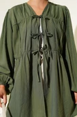 Önü Büzgülü Bilekleri Lastikli Kimono Haki thumbnail 4