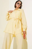 Gömlek Yaka Bel İp Kuşaklı İkili Takım Tereyağ Sarısı - 2