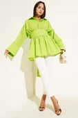 Kendinden Kuşaklı Önü Büzgülü Tunik Yeşil thumbnail 2