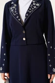 Yaka Kol Taşlı Etekli İkili Takım Lacivert thumbnail 4