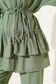 Eteği Fırfırlı İp Kuşaklı İkili Takım Çağla Yeşili thumbnail 4