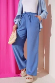 Bel Lastikli Tencel Pantolon İndigo thumbnail 2
