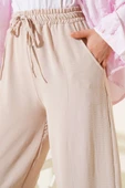 Çımalı Belinden Bağlamalı Pantolon Bej thumbnail 4