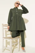 Taş Düğme Detaylı İkili Takım Haki thumbnail 1