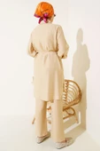 Pelerinli İp Bağcıklı İkili Takım Latte thumbnail 3