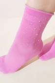 Bayan Mini Taşlı Soket Çorap Pembe thumbnail 2
