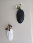 Dekoratif 2'li Yüz Duvar Vazosu, Duvar Süsü ,Heykel Aksesuar Siyah Beyaz maske thumbnail 2