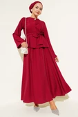 Belden Bağlamalı Etekli İkili Takım Bordo thumbnail 1