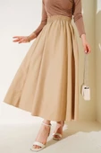 Kloş Beli Lastikli Cepli Etek Latte thumbnail 1