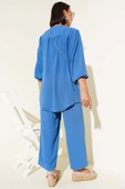 V Yaka Brit Düğmeli Ayrobin İkili Takım Indıgo thumbnail 3