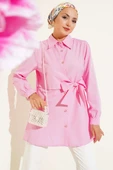 Düğmeli Yandan Bağlamalı Gömlek Pembe thumbnail 1