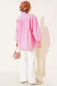 Fiyonklu Büzgülü Gömlek Pembe thumbnail 3