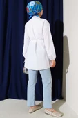 Brit Düğmeli Nervürlü Tunik Beyaz thumbnail 3