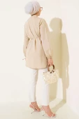 Brit Düğmeli Nervürlü Tunik Latte thumbnail 3