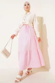 Garnili İp Kuşaklı Etek Pembe thumbnail 2