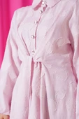 Benekli Yarım Düğmeli Elbise Pembe thumbnail 4