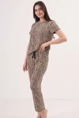 Desenli Bisiklet Yaka Pijama Takımı Camel thumbnail 1