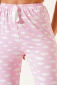 Desenli Pijama Pembe Beyaz thumbnail 4