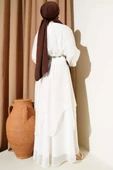 Gümüş Kemerli Etekli İkili Takım Ekru thumbnail 3