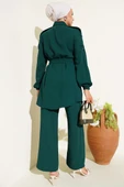 Belden Bağlamalı Omuz Düğmeli İkili Takım Zümrüt thumbnail 3