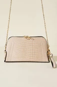 Fermuarlı Zincir Askılı Çanta Krem thumbnail 2